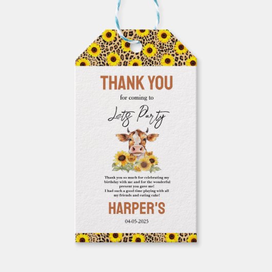 Let's Party Till the Cows Come Home 2nd Birthday Cadeaulabel (Voorkant)