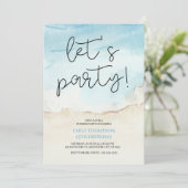 Let's Party Tropical Beach Birthday Party Kaart (Staand voorkant)