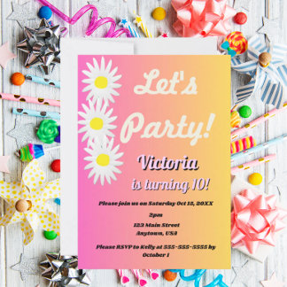 Let's Party Tween Invitation Kaart