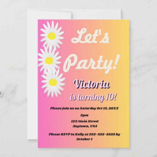 Let's Party Tween Invitation Kaart (Voorkant)