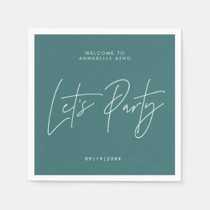 Lets Party Verjaardag moderne minimal typografie b Servet