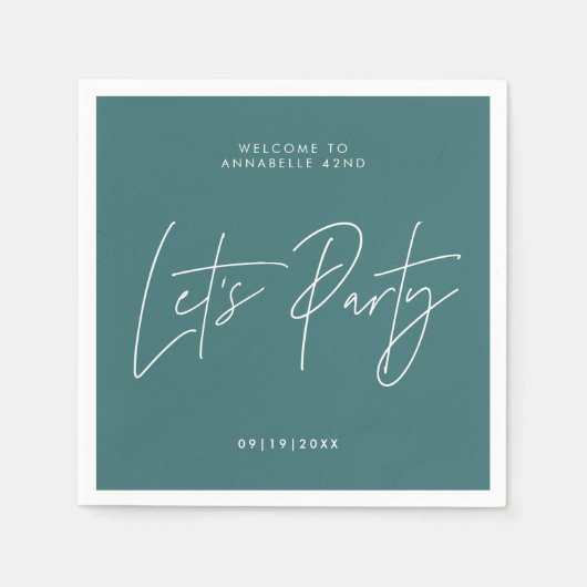 Lets Party Verjaardag moderne minimal typografie b Servet (Voorkant)