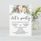 Let's Party Winter White Flowers Engagement Kaart (Staand voorkant)