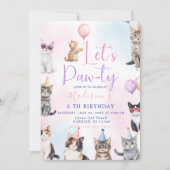 Let's Paw-ty! Adorable Cat Birthday Party Kaart (Voorkant)