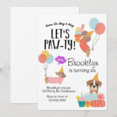 Let's Paw-ty, Dog Birthday, Puppy Party Kaart (Voorkant / Achterkant)