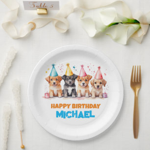 Lets Paw-ty Puppy Hond Verjaardagsfeest Papieren Bordje