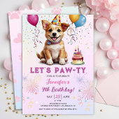 Lets Pawty 9th Verjaardag Hond Puppy Meisje Feest Kaart