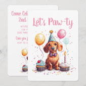 Let's Pawty Birthday Dachshund Dogs Kaart (Voorkant / Achterkant)