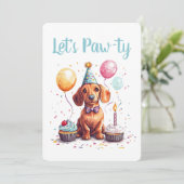 Let's Pawty Birthday Dachshund Dogs Kaart (Staand voorkant)