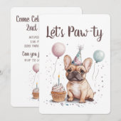 Let's Pawty Birthday French Bulldog Kaart (Voorkant / Achterkant)