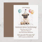 Let's Pawty Birthday Pug Dogs Cupcake Kaart (Voorkant / Achterkant)