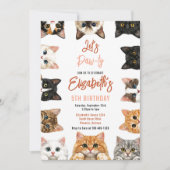 Let's Pawty Cat 5th Birthday | Custom Birthday Kid Kaart (Voorkant)