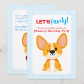 Let's Pawty Corgi Birthday Kaart (Voorkant / Achterkant)