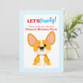 Let's Pawty Corgi Birthday Kaart (Staand voorkant)