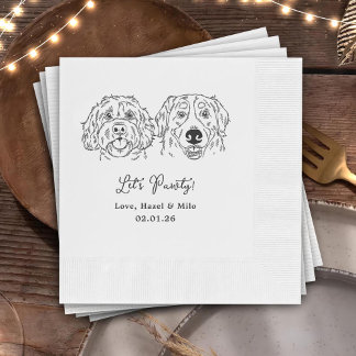 Let's Pawty Custom Dog Drawn Cocktail Wedding Servet