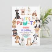 Let's Pawty Dog Lovers Pet Themed Kids Birthday Kaart (Staand voorkant)