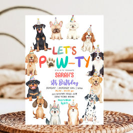 Let's Pawty Dog Lovers Pet Themed Kids Birthday Kaart