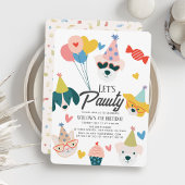 Let's Pawty Dogs & Cat Balloons Verjaardag Kaart