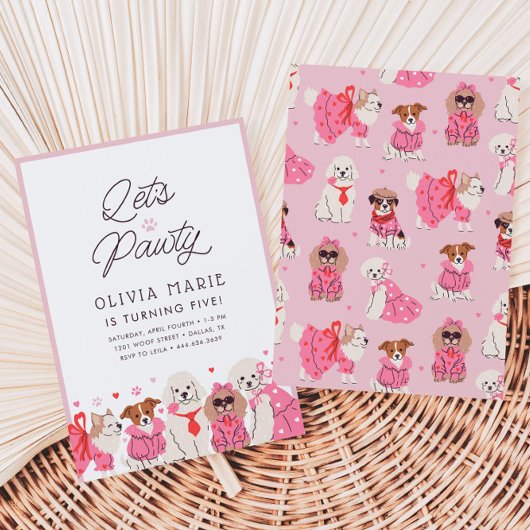 Let's Pawty Girls' Pink Puppy Party Verjaardag Kaart