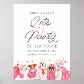 Let's Pawty Girls Roze Puppy Verjaardag Welkom Tek Poster (Voorkant)