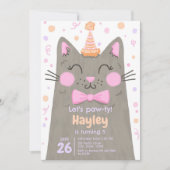 Lets Pawty Grey Schattigee Kitty Cat Face Verjaard Kaart (Voorkant)