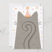 Lets Pawty Grey Schattigee Kitty Cat Face Verjaard Kaart (Achterkant)
