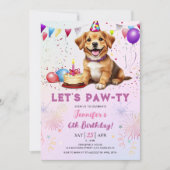 Lets Pawty Hond Verjaardagsfeestje Meisje 6e Verja Kaart (Voorkant)