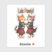 Lets Pawty Orange Cats Dancing Ceilidh Celebration Sticker (Vel)