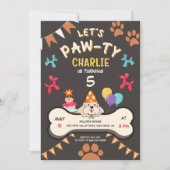 Lets Pawty Puppy Dog Verjaardagsfeestje Kaart (Voorkant)