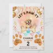 Lets Pawty Puppy Dog Waterverf Verjaardagsfeestje Kaart (Voorkant)