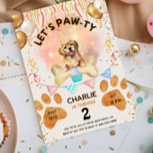 Lets Pawty Puppy Dog Waterverf Verjaardagsfeestje Kaart