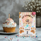 Lets Pawty Puppy Dog Waterverf Verjaardagsfeestje Kaart
