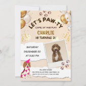 Lets Pawty Puppy Hond Verjaardagsfeestje Foto Kaart (Voorkant)