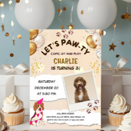 Lets Pawty Puppy Hond Verjaardagsfeestje Foto Kaart