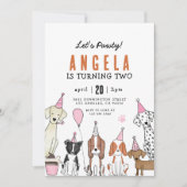 Lets Pawty Puppy Pawty Hondenmeisje Verjaardag Kaart (Voorkant)
