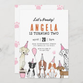 Lets Pawty Puppy Pawty Hondenmeisje Verjaardag Kaart (Voorkant / Achterkant)