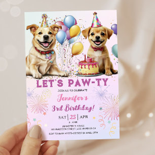 Lets Pawty Puppy Verjaardagsfeestje Meisje 3e Verj Kaart