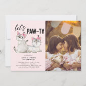 Lets Pawty | Twins gezamenlijke verjaardagsfeestfo Kaart (Voorkant)