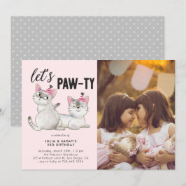 Lets Pawty | Twins gezamenlijke verjaardagsfeestfo Kaart