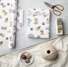 Let's Pawty Verjaardag Puppy Inpakpapier