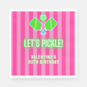 Let's Pickle Pink and Lime Green Pickleball Party Servet (Voorkant)