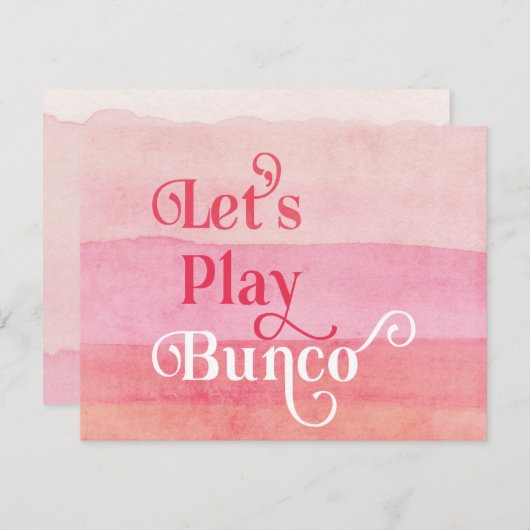 Let's Play Bunco Pink Modern Kaart (Voorkant / Achterkant)