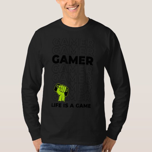 Let's Play Games Cool Hard Player Gamer Illustrati T-shirt (Voorkant)
