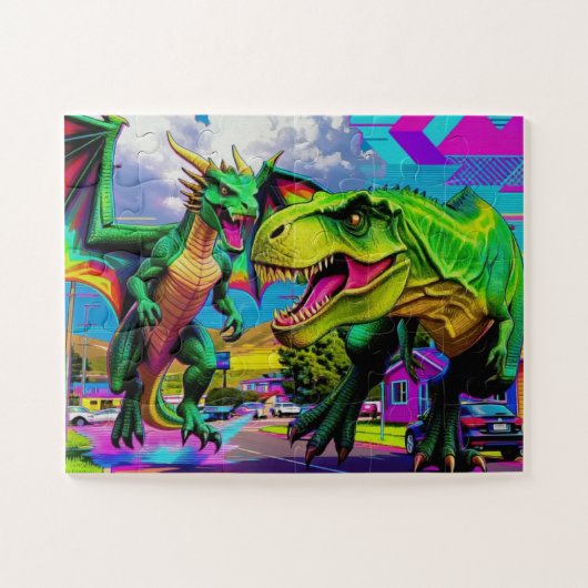 Lets Play - Green Dragon and Dinosaur Legpuzzel (Horizontaal)