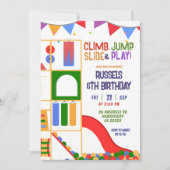 Let's Play Indoor Playground Birthday Invitation Kaart (Voorkant)