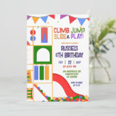 Let's Play Indoor Playground Birthday Invitation Kaart (Staand voorkant)