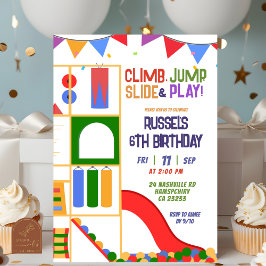 Let's Play Indoor Playground Birthday Invitation Kaart