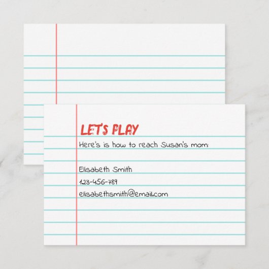 Let's Play Playdate Invitation Kaart (Voorkant / Achterkant)