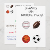"LET'S PLAYBALL" KIDS BIRTHDAY-INVITATIES KAART (Voorkant / Achterkant)