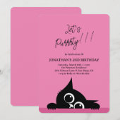 Lets Purrty Schattige Kitty Cat Blue Verjaardag Kaart (Voorkant / Achterkant)